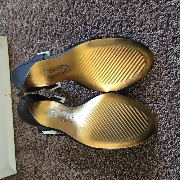 NEW Ann Taylor Loft Black Jewel Open Toe Heels 8 M - Picture 4 of 6